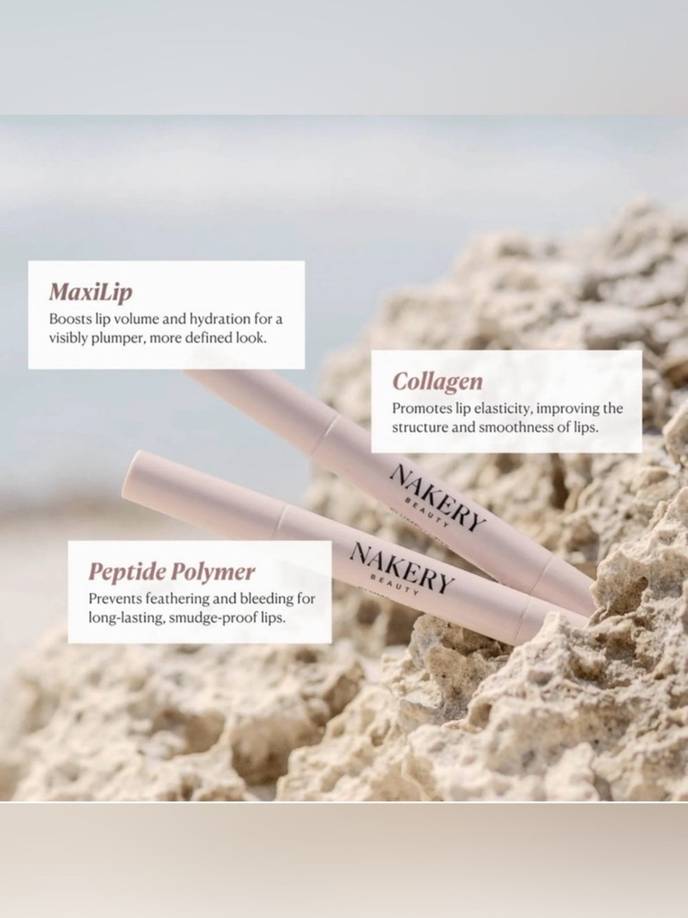 Nakery Beauty Lip Peptide Color Drench - Naked Rose Brand New in Box - Picture 5 of 7